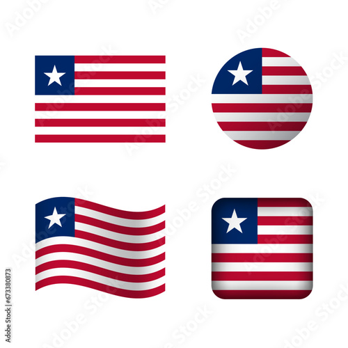 Vector Liberia National Flag Icons Set