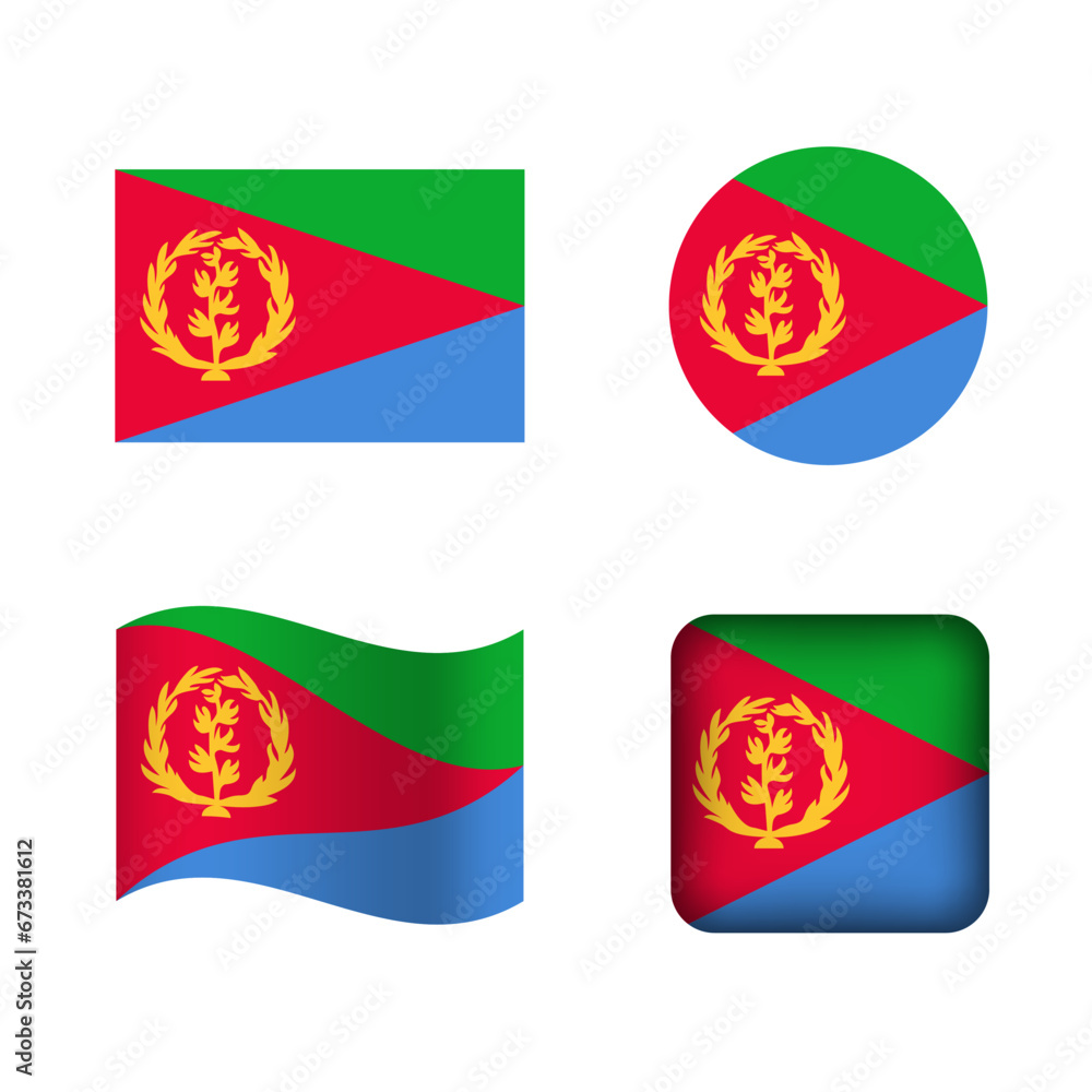 Fototapeta premium Vector Eritrea National Flag Icons Set