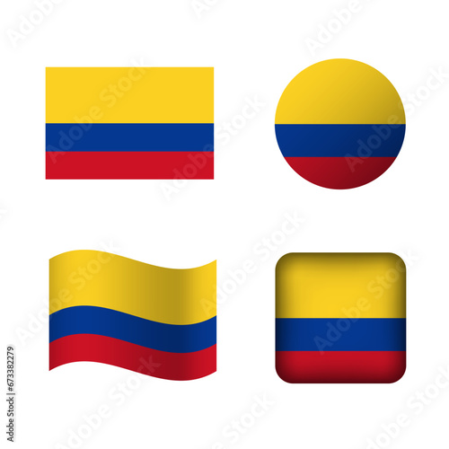 Vector Colombia National Flag Icons Set