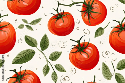 illustration watercolor tomato drawing seamless pattern
