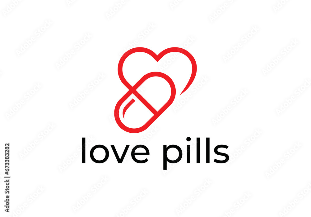 love pill logo design, health care icon symbol vector