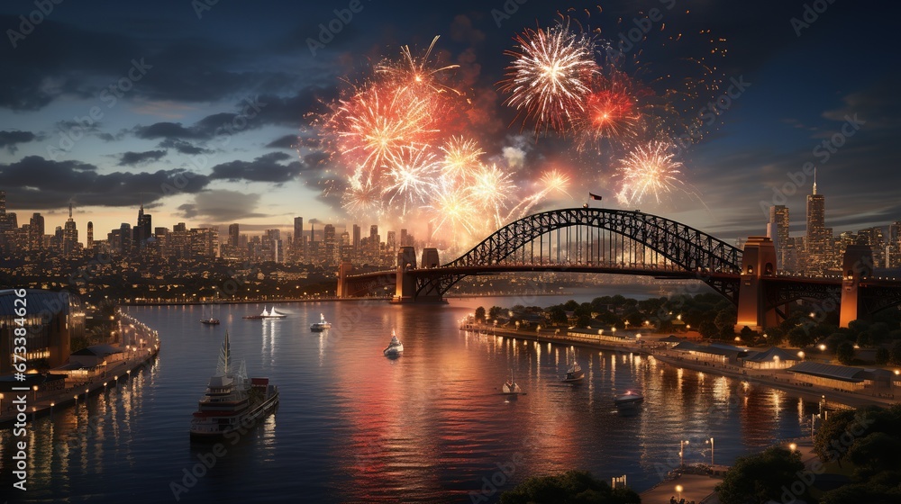 A fireworks over the city for festival celebration