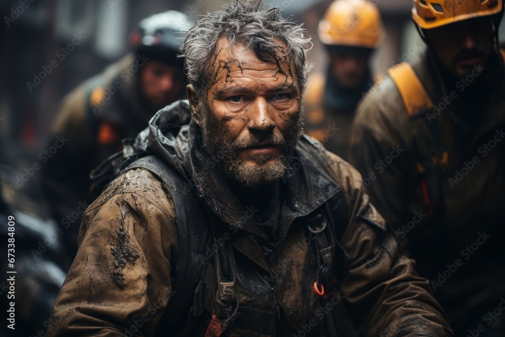 A search and rescue team carefully extracting a survivor from a collapsed building.