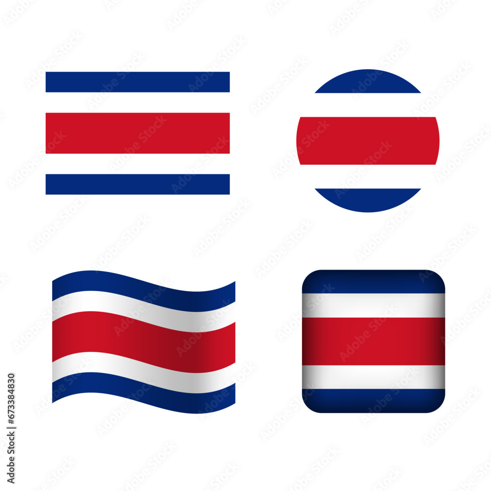 Vector Costa Rica National Flag Icons Set Vector Costa Rica National Flag Icons Set