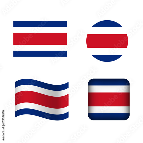 Vector Costa Rica National Flag Icons Set