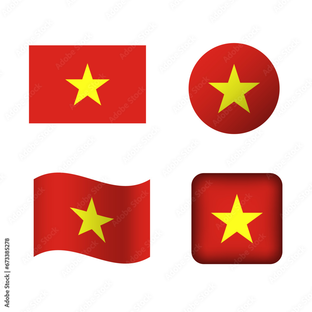 Vector Vietnam National Flag Icons Set Vector Vietnam National Flag Icons Set