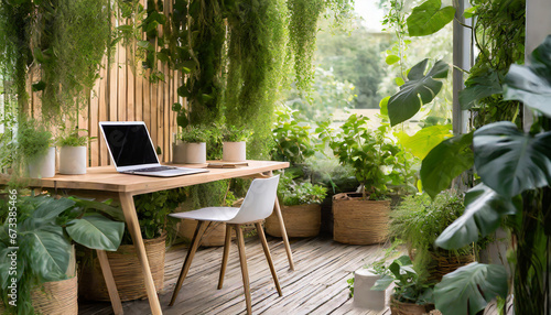 working space inspired by nature and infused with greenery