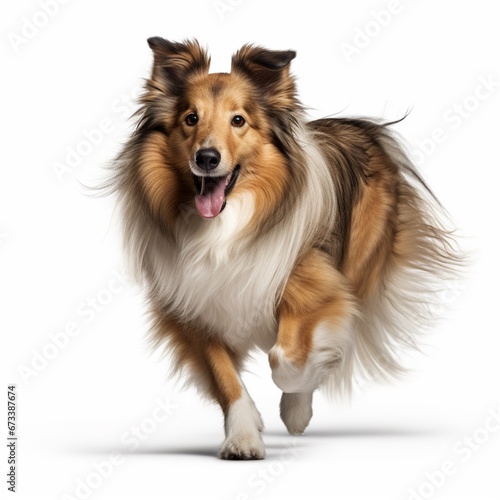 Standing shetland sheepdog animal white background AI Generated Image