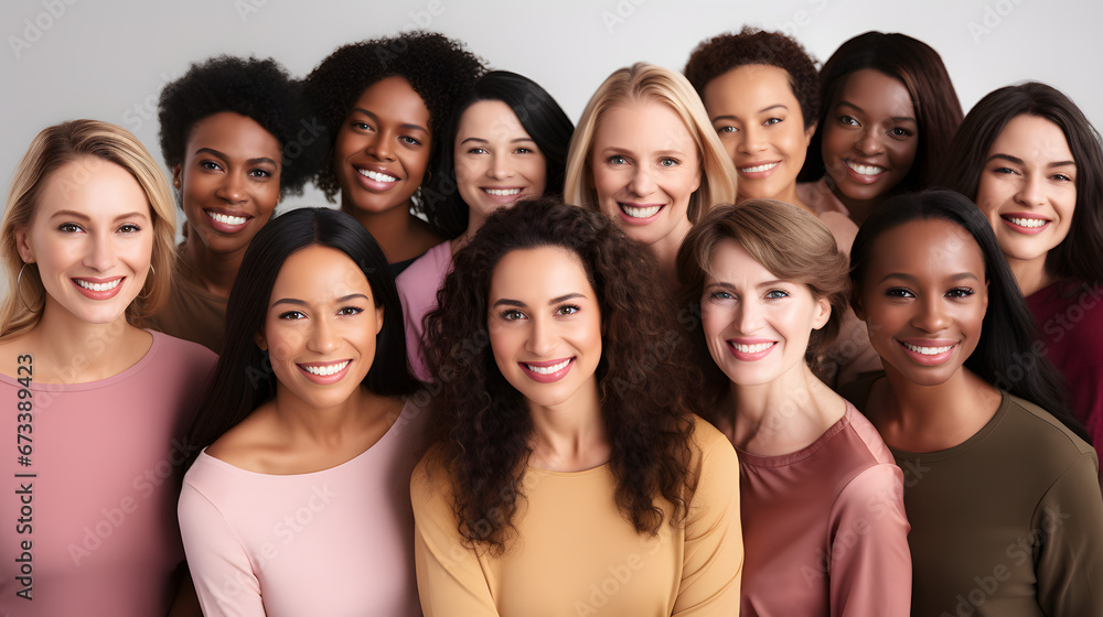 Group of Diverse and Happy Women Smiling Together Group of Diverse and Happy Women Smiling Together