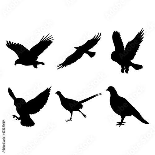 Flying bird silhouette set design inspiration vector illustration.