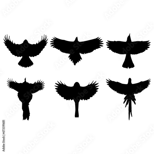 Flying bird silhouette set design inspiration vector illustration.