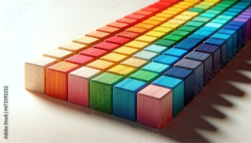 Alignment of Colorful Wooden Block