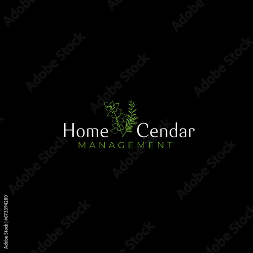 Home logo with herbs and flowers business logo