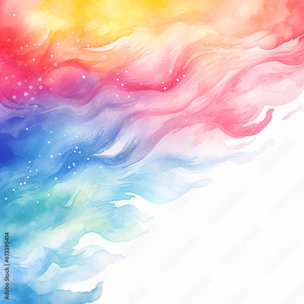 Colorful watercolor background with empty space, flowing lines