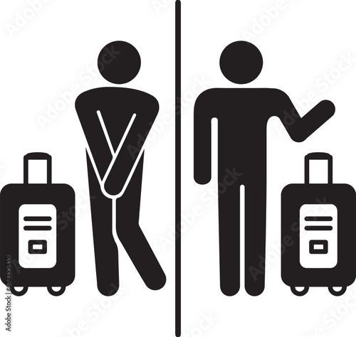 Pictogram icon traveler's diarrhea, tummy ache, bathroom. Ideal for catalogues, newsletters and institutional material