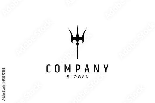 Neptune poseidon trident logo illustration design template