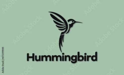 Simple flying abstract hummingbird logo design template illustration inspiration