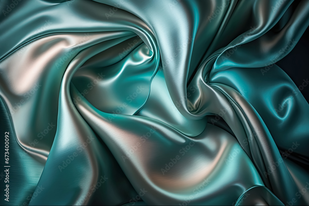 Holographic abstract shiny plastic silk or satin wavy background. Generative AI. Holographic abstract shiny plastic silk or satin wavy background. Generative AI.