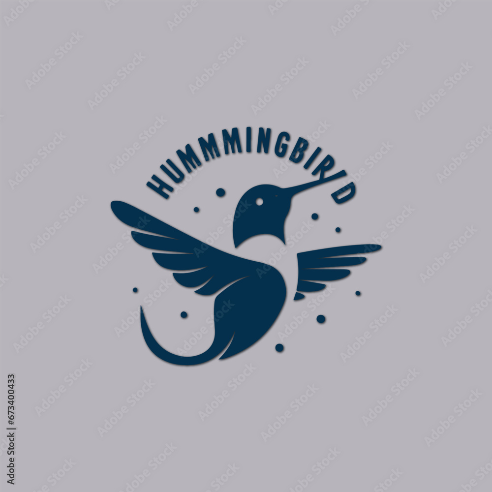 Fototapeta premium Simple flying abstract hummingbird logo design template illustration inspiration
