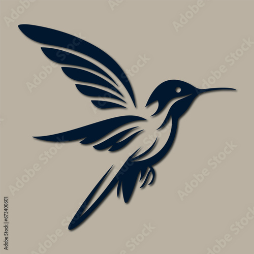 Simple flying abstract hummingbird logo design template illustration inspiration
