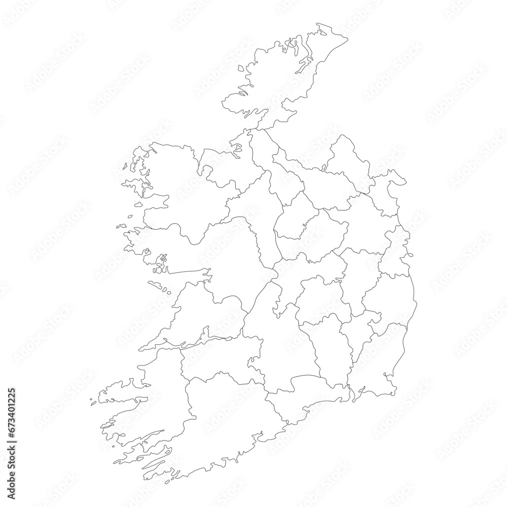 Ireland map. Map of Ireland in administrative regions