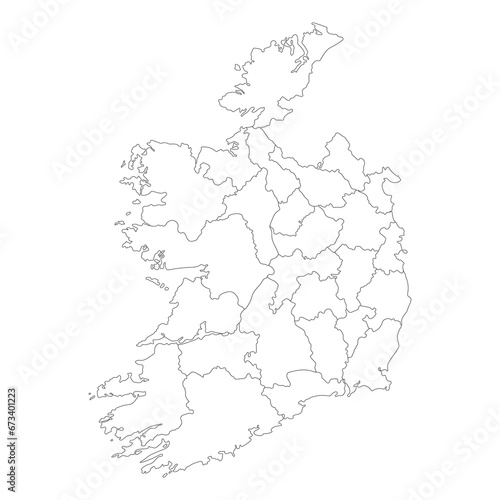 Ireland map. Map of Ireland in administrative regions