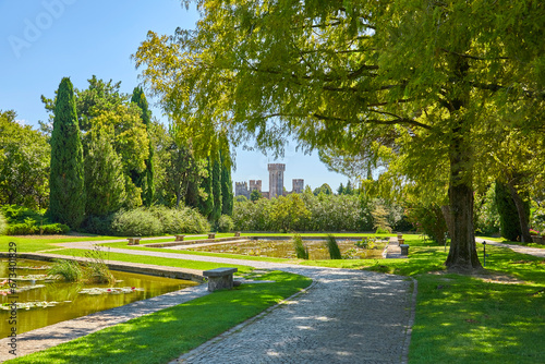 Beautiful park pond in the famous park garden sigurta, ( parco giardino sigurta ) near the village of valeggio on the mincio. Italy. photo