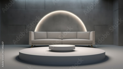 TV Talk Show Studio Concept Minimalist Design in Shades of Gray