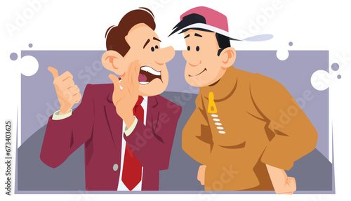 Gossip man. Illustration for internet and mobile website.