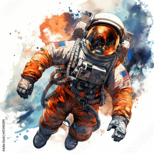 watercolor Astronaut clipart, Generative Ai