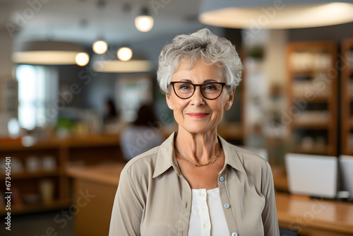 portrait of a senior woman smiling in the office