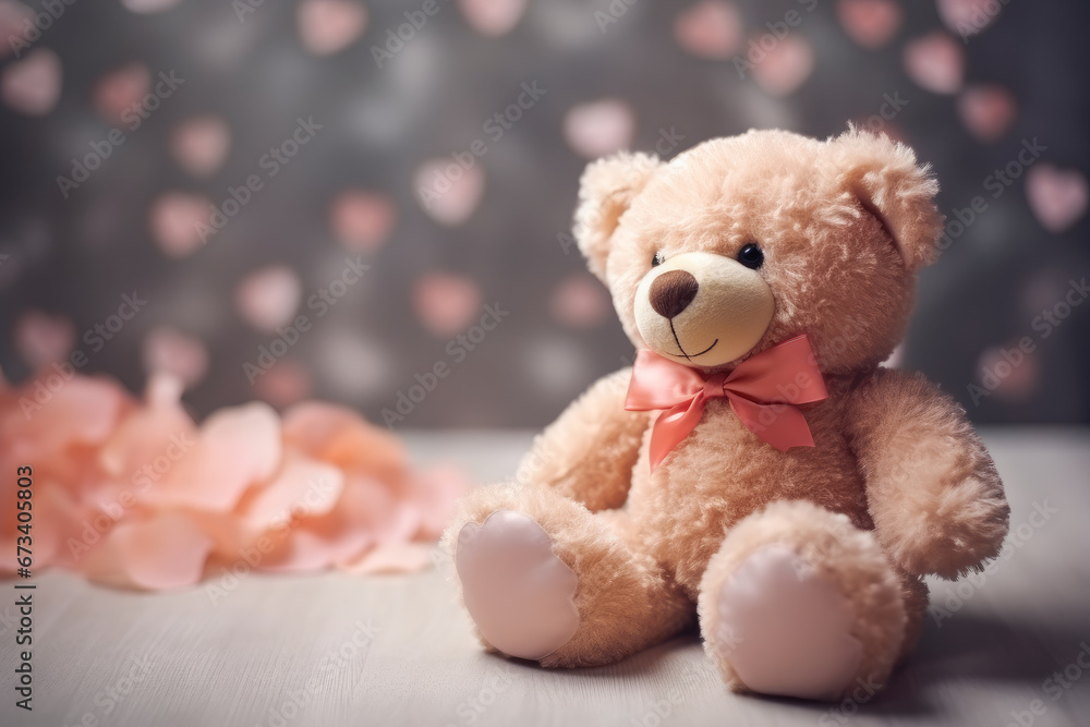 Valentine's day illustration with cute Teddy Bear.
