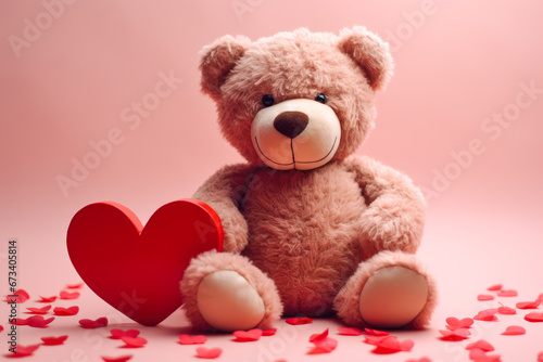 Valentine's day illustration with cute Teddy Bear.