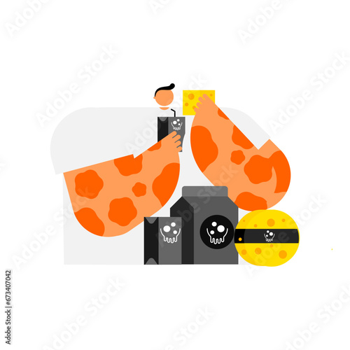 Cartoon character for allergic to milk.