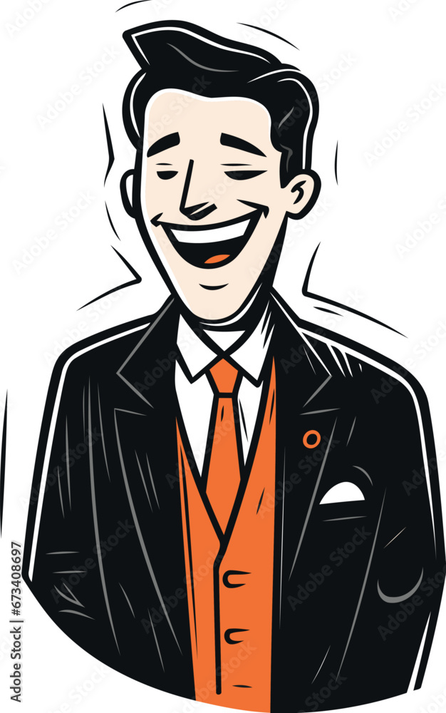 Vector illustration of a man in a suit with a smile on his face. Vector illustration of a man in a suit with a smile on his face.