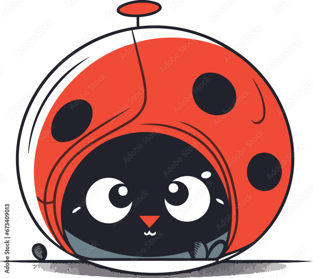 Fototapeta premium Cute ladybug on a white background. Vector illustration in cartoon style.