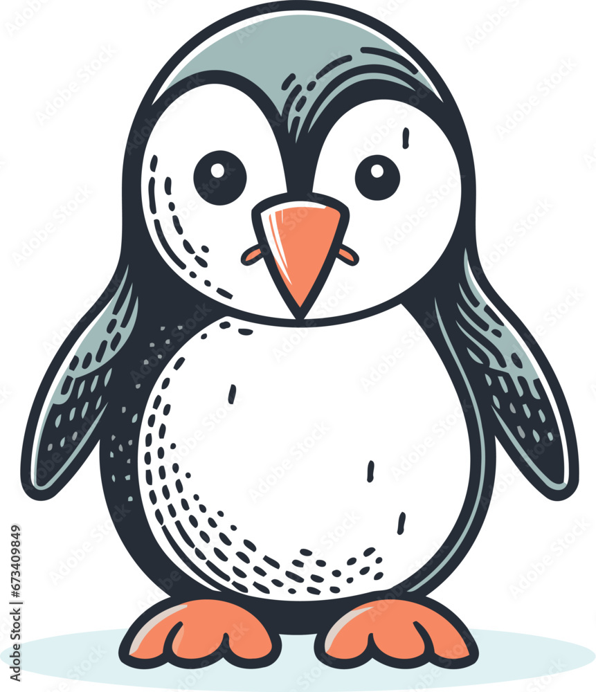 Cute penguin doodle. Hand drawn vector illustration. Cute penguin doodle. Hand drawn vector illustration.