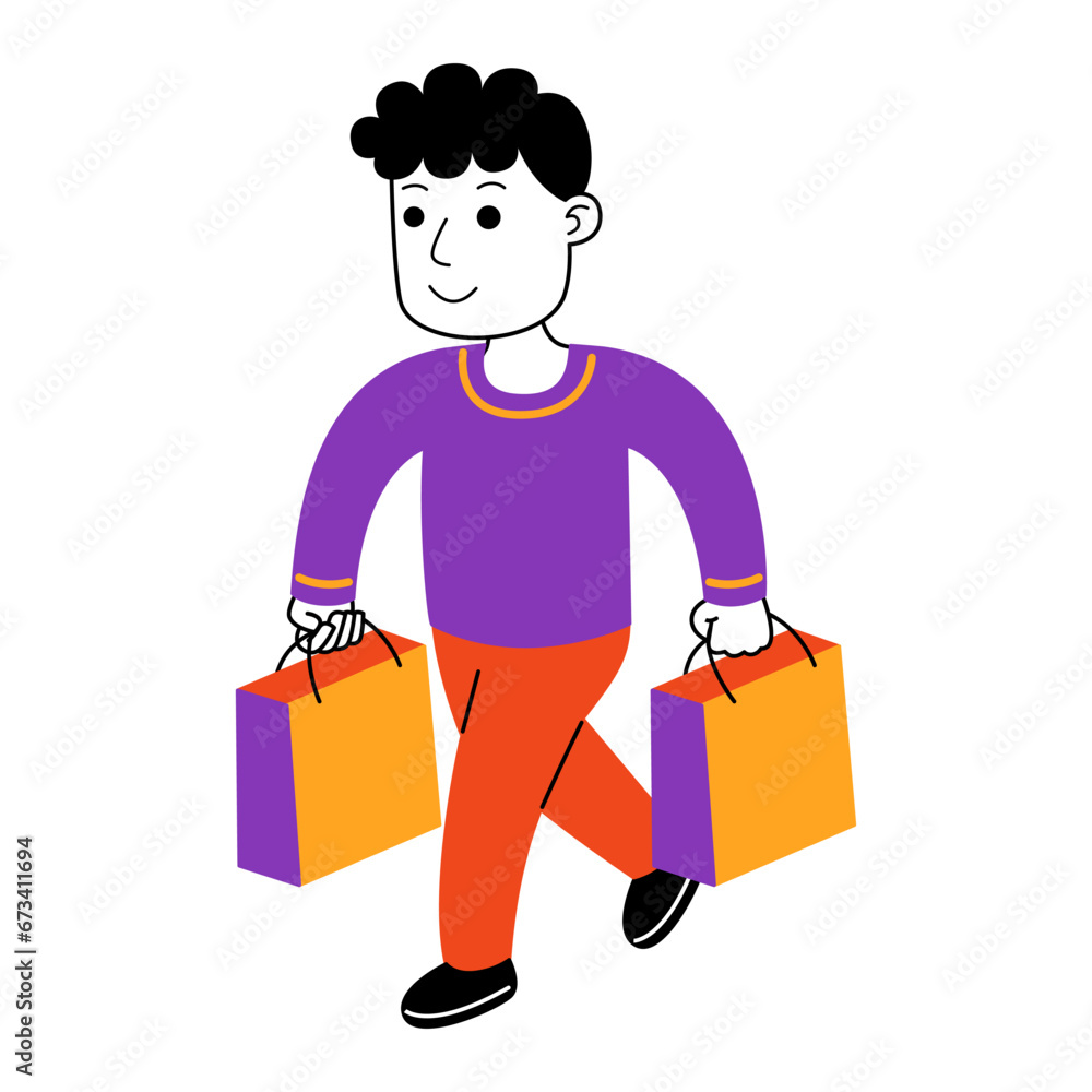 young man shopper vector illustration young man shopper vector illustration