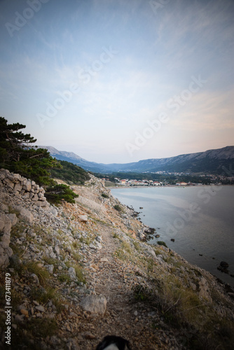 Idyllic rocky coast of Krk island near Baska town  Krk island  Croatia