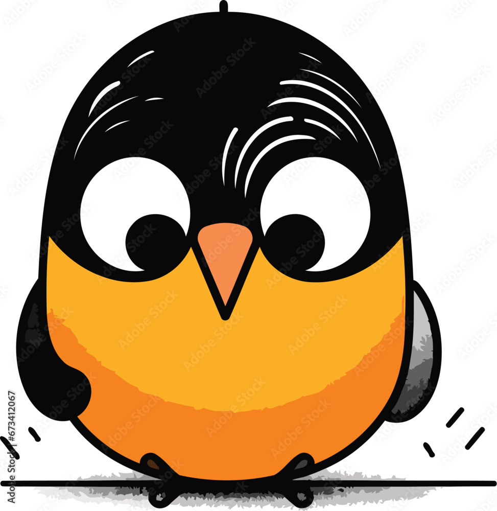 Cute cartoon penguin. Vector illustration on a white background. Cute cartoon penguin. Vector illustration on a white background.