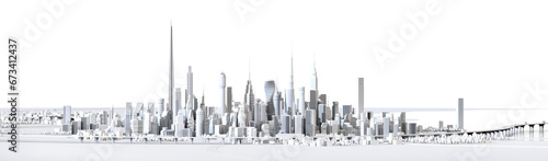 Beautiful City centre with skyscrapers  business and financial downtown   roads and bridges. 3D rendering illustration