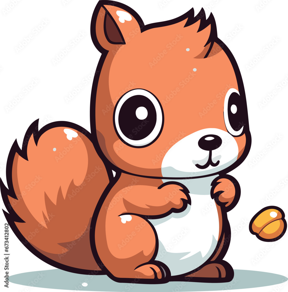 Cute cartoon squirrel with nuts. Vector illustration isolated on white background. Cute cartoon squirrel with nuts. Vector illustration isolated on white background.