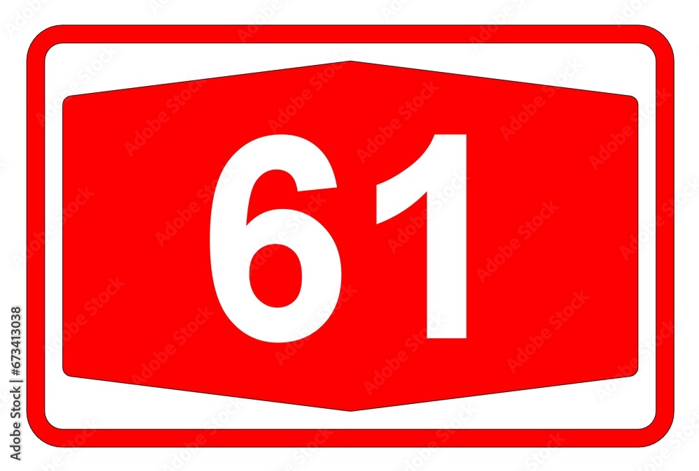 Illustration eines Autobahnschildes der Autobahn 61 in der Schweiz Illustration eines Autobahnschildes der Autobahn 61 in der Schweiz