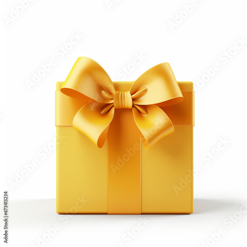 yellow gift box isolated on white