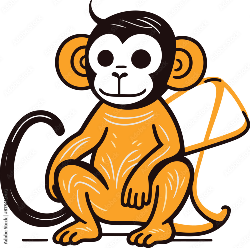 Fototapeta premium Monkey cartoon vector illustration isolated on white background. Vector monkey icon