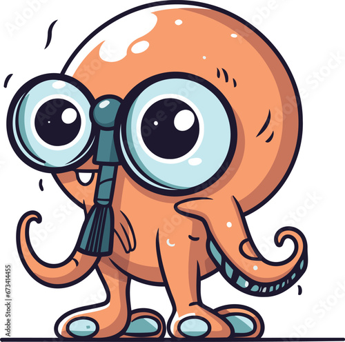 Octopus character. Cute cartoon octopus. Vector illustration.