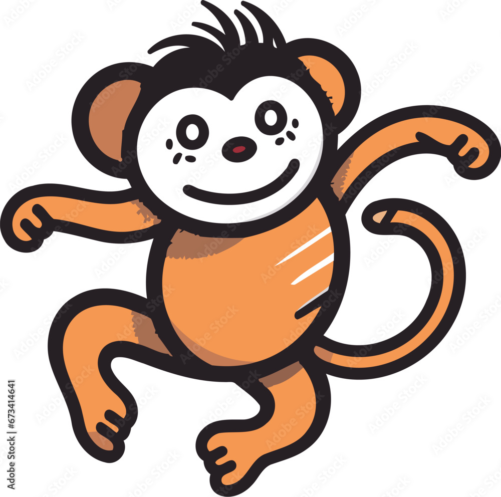 Obraz premium Cute cartoon monkey isolated on a white background. Vector illustration.