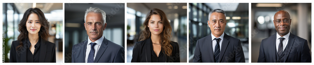 Fototapeta premium Corporate portrait shoot of business people, directors, management stuff of international company. Handsome professional people