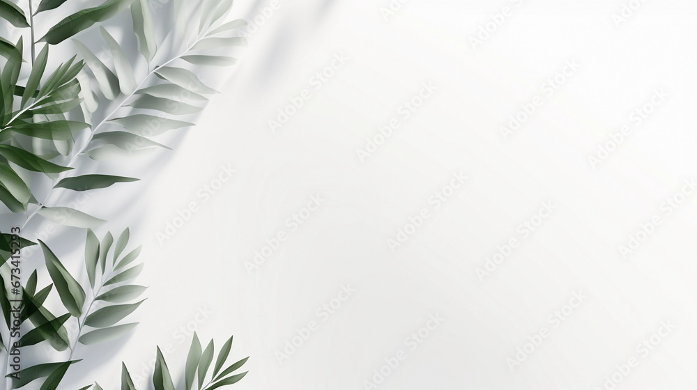 clean white background for product shots, plant in background, minimalist, room for text, perfect for product mockups and beauty clean white background for product shots, plant in background, minimalist, room for text, perfect for product mockups and beauty