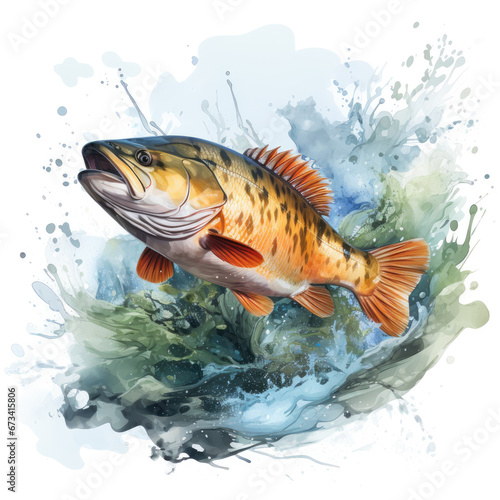 watercolor Fishing clipart  Generative Ai